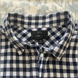 J. Crew Women’s Classic Fit Blue and White Plaid Shirt